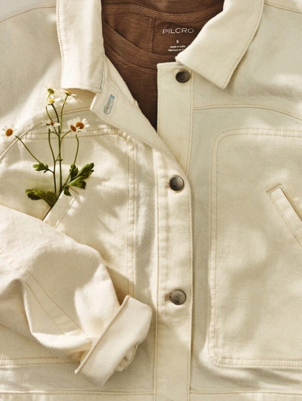 Pilcro Imogen Ivory Denim Jacket Size M